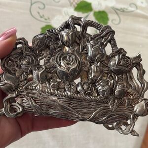 Ornate Silver-Plated Floral Home Accent -Display.